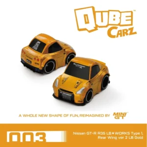 Mini GT Qube Carz 1:64 - Nissan GT-R R35 LB★WORKS Type 1 Rear Wing ver 2 LB Gold