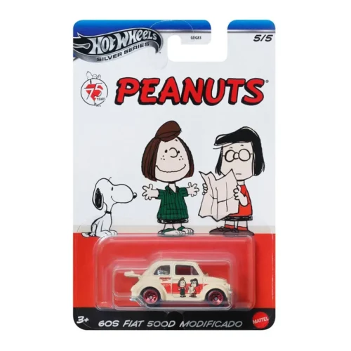 Hot Wheels 1:64 - 60s Fiat 500D Modificado - Peanuts 75 Years - 2025 Series Silver (GDG83)