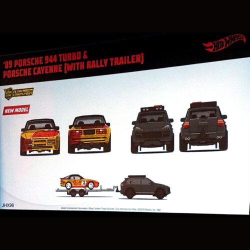 Hot Wheels 1:64 - '89 Porsche 944 Turbo + Porsche Cayenne (con Rally Trailer) - Team Transport - 2026 Mix 4