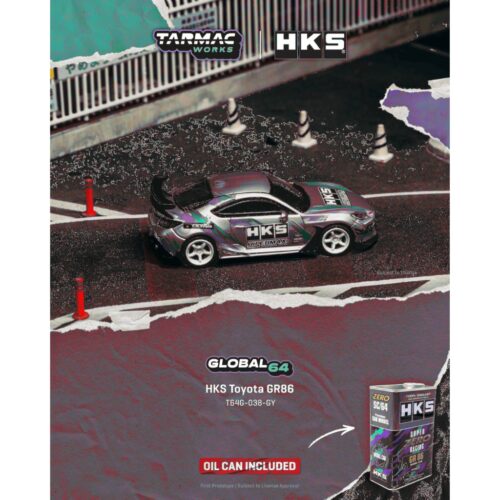 Tarmac Works 1:64 - 2024 Toyota GR86 Gris (En una lata de HKS)