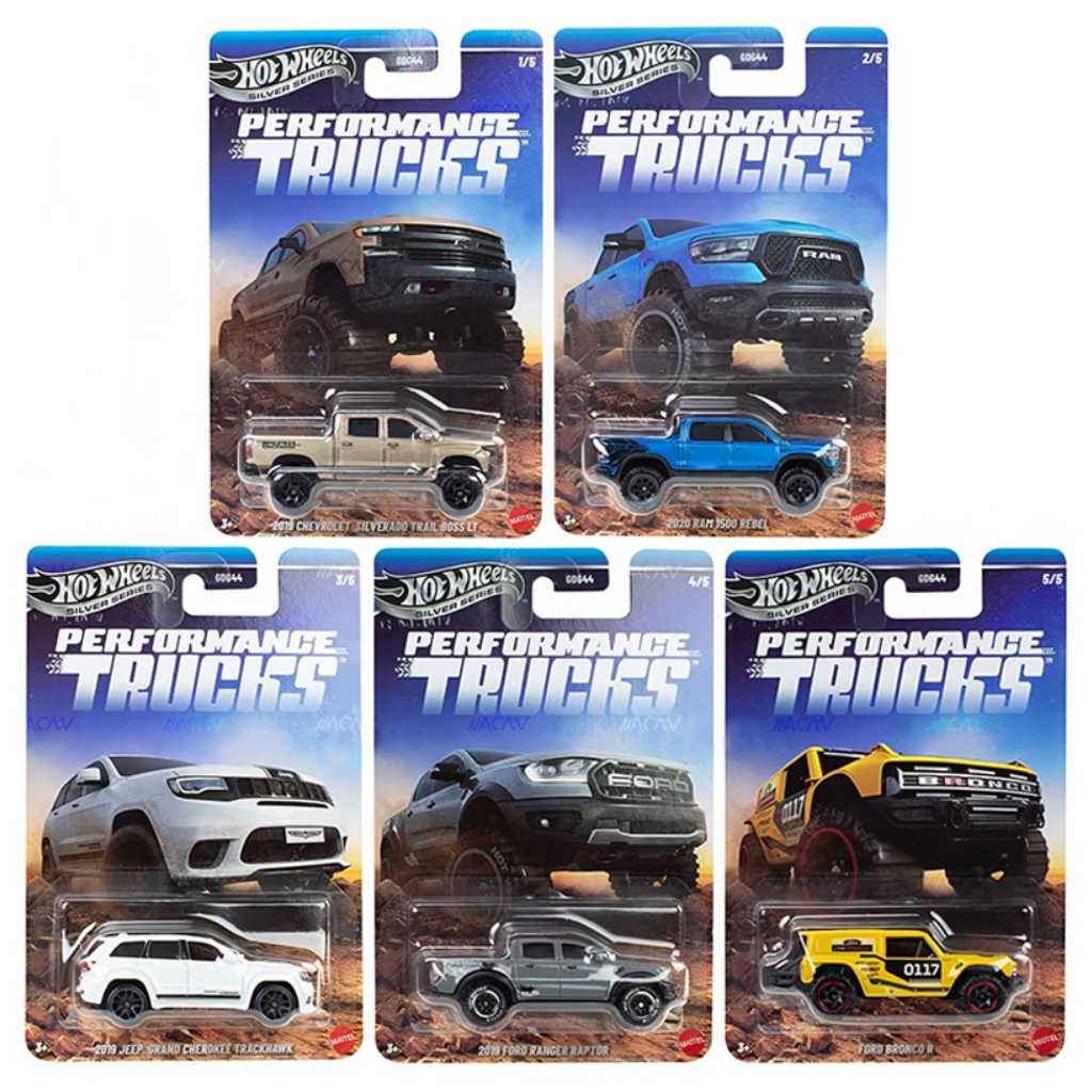 Hot Wheels 1:64 - Performance Trucks - Automotor 2026 Silver Series - Juego de 5