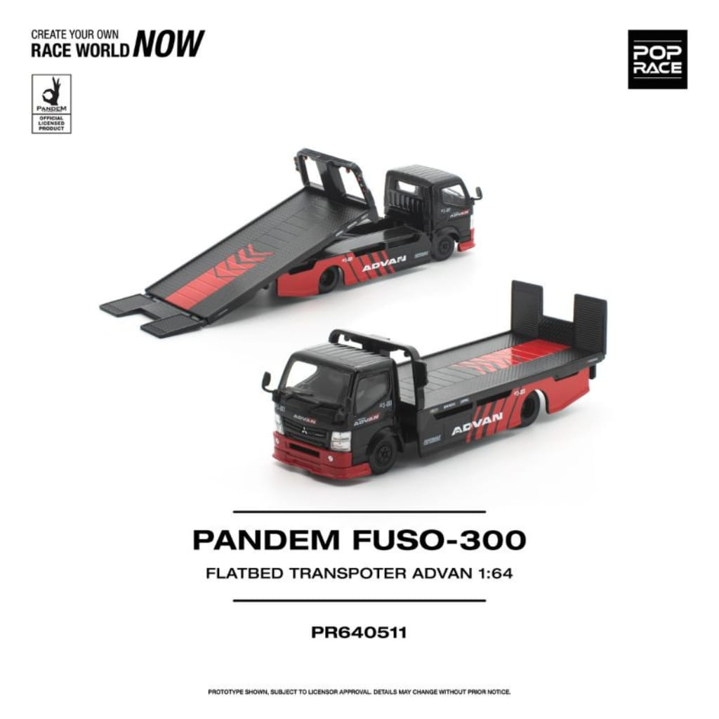 Pop Race 1:64 - Pandem Fuso-300 Flatbed Transporter ADVAN