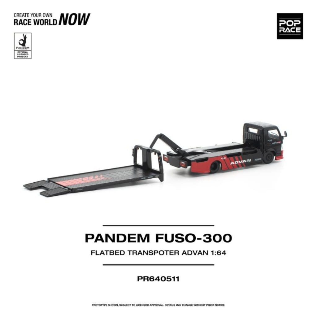 Pop Race 1:64 - Pandem Fuso-300 Flatbed Transporter ADVAN