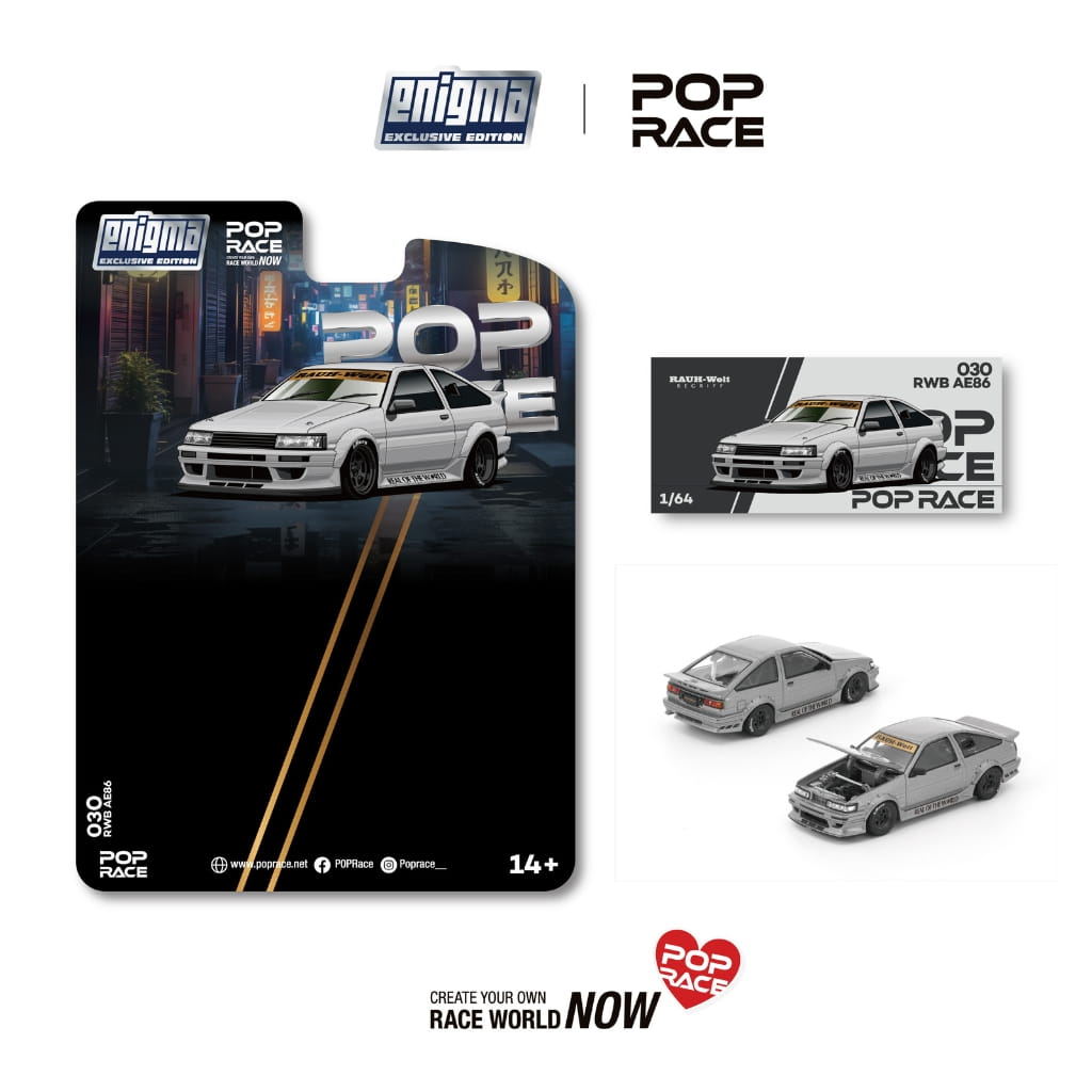 Pop Race Enigma Exclusive Edition 1:64 - RWB AE86 - Matte Grey - PRE030