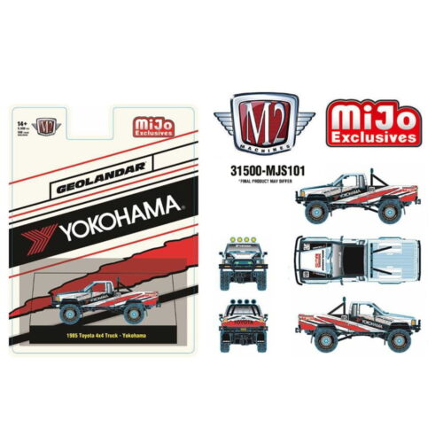 M2 Machines 1:64 - 1985 Toyota 4×4 Off-Road Pickup Yokohama Geolandar - White - MiJo Exclusives