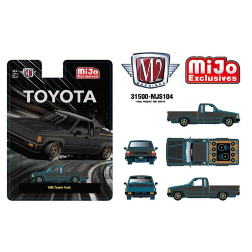 M2 Machines 1:64 - 1985 Toyota Pickup Truck Slammed Custom Gris Mate / Capó Fibra de Carbono - MiJo Exclusives