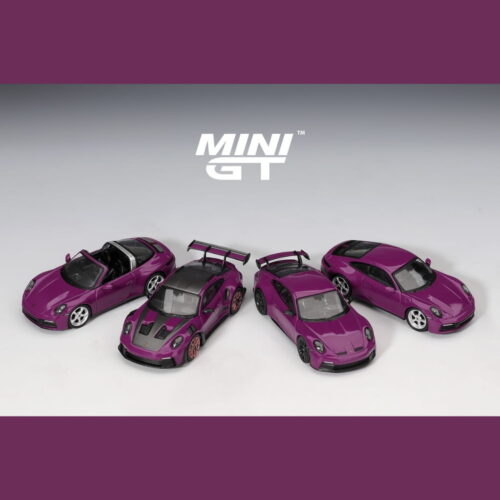 Mini GT 1:64 - Porsche 911 (992.1) Rubystone Red Juego de 4 Coches - Edición Especial