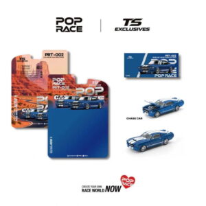 Pop Race x Tokyo Station (TS) Exclusivo 1:64 - SHELBY MUSTANG GT500 - Azul con Rayas Blancas