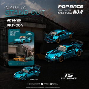 Pop Race x Tokyo Station (TS) Exclusivo 1:64 - RWB 930 Cromado Verde Azulado