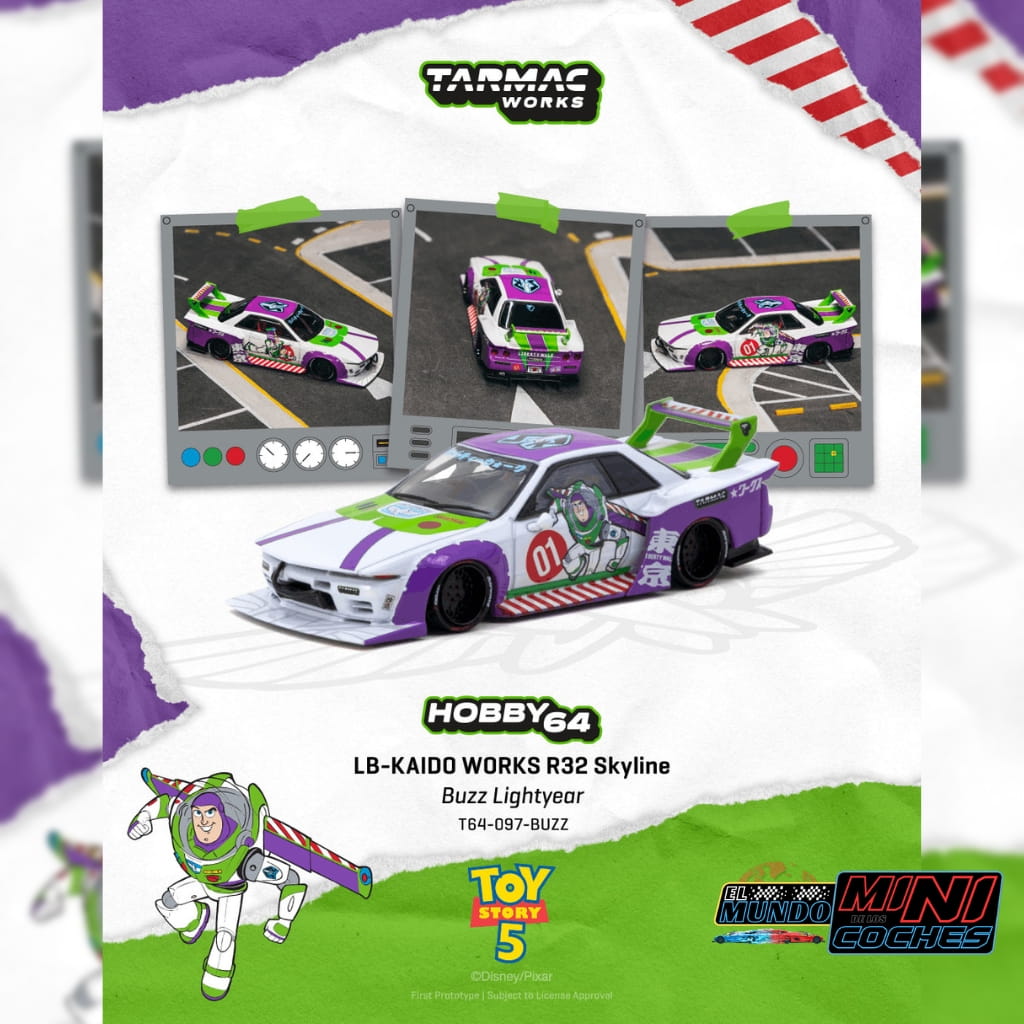 Tarmac Works 1:64 - LB-KAIDO WORKS R32 Skyline Buzz Lightyear Edition - Exclusivo COMIC CON HK 2026