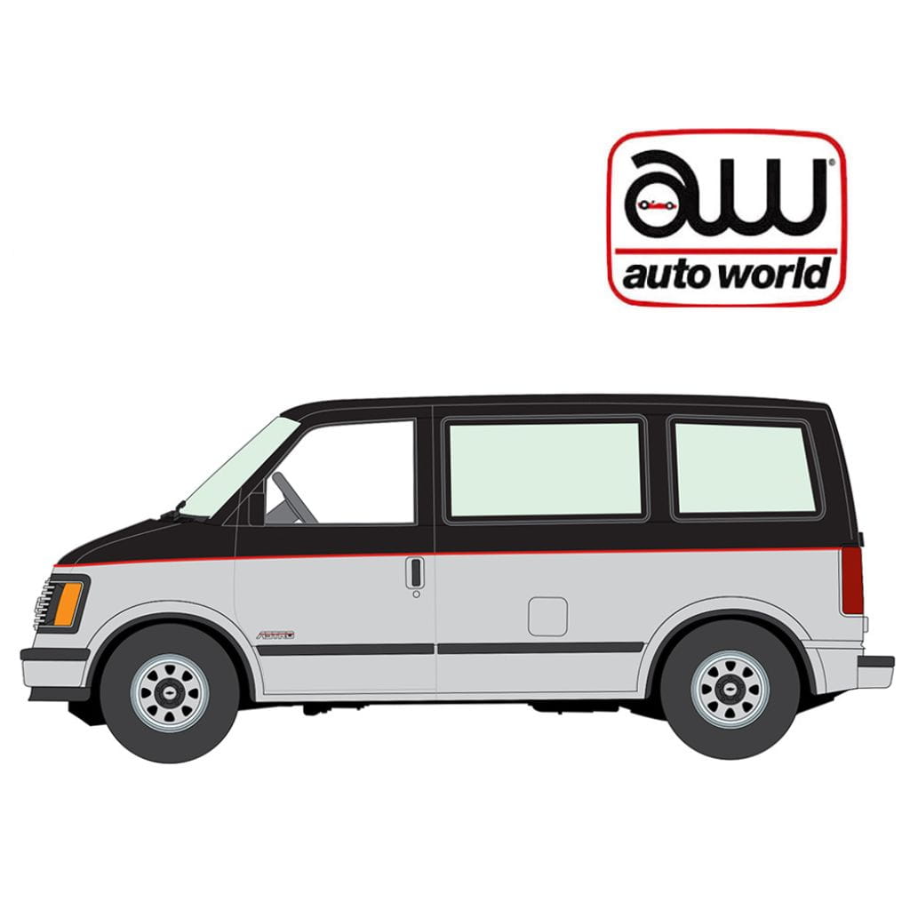 Auto World 1:64 - 1985 Chevrolet Astro Van (Negro y Plata)