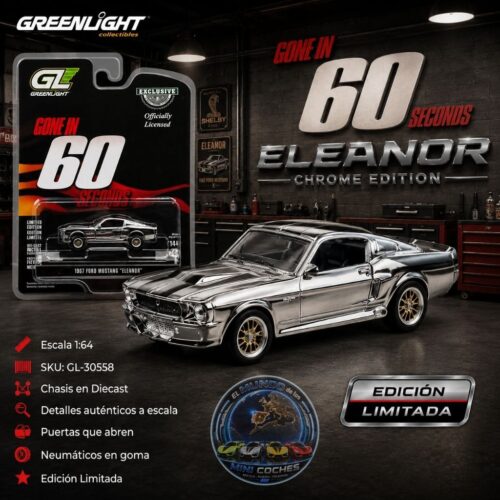 Greenlight 1:64 - 1967 Ford Mustang Eleanor - Gone in 60 Seconds - Chrome Edition
