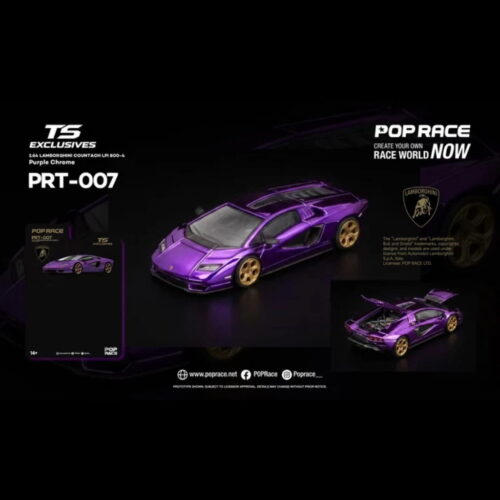 Pop Race x Tokyo Station (TS) Exclusivo 1:64 - Lamborghini Countach LPI 800-4 Morado Cromado