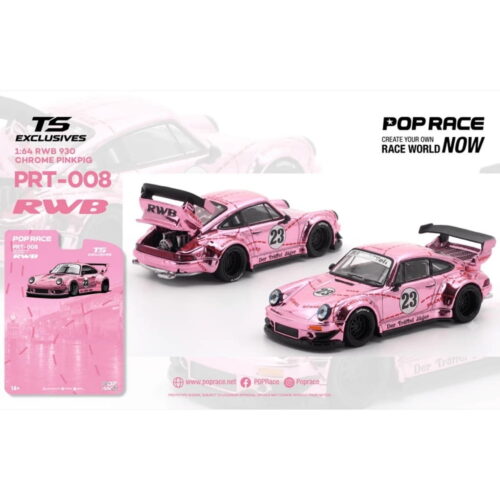 Pop Race x Tokyo Station (TS) Exclusivo 1:64 - RWB 930 Chrome Pink Pig