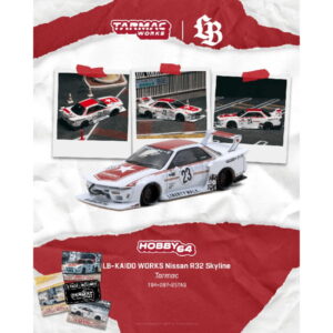 Tarmac Works 1:64 - LB-KAIDO WORKS Nissan R32 Skyline Tarmac Model Car + Trading Cards Combo Set