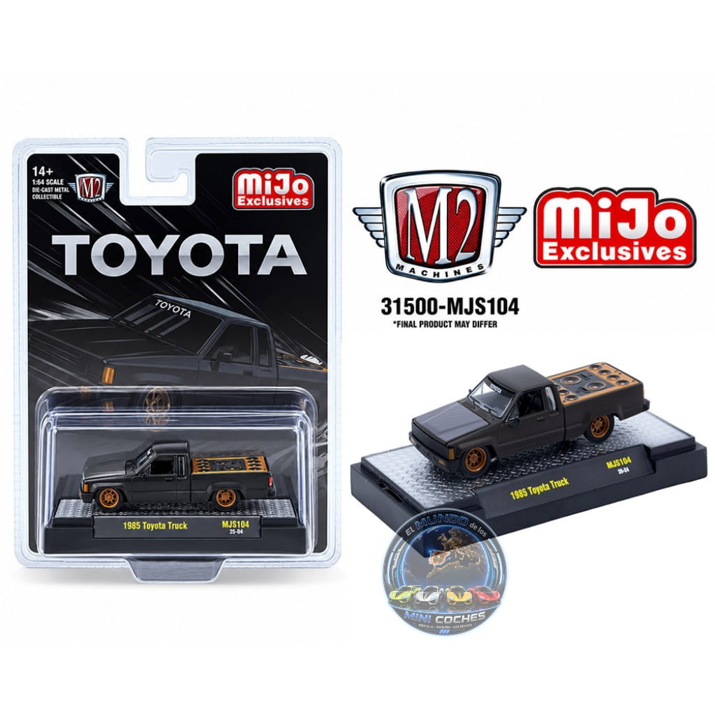 M2 Machines 1985 Toyota Pickup Truck Slammed Custom Gris Mate / Capó Fibra de Carbono - MiJo Exclusives