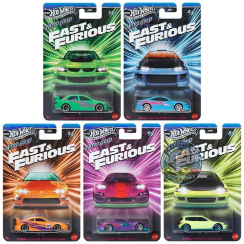 Hot Wheels - Nitro Grid - Fast & Furious 2027 Silver Series (Juego de 5)