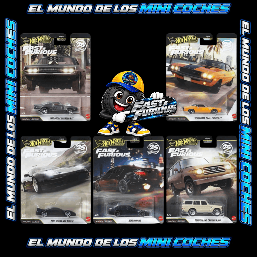 Hot Wheels - Fast & Furious 2026 Mix 3 - Juego de 5 (Chase Incluido)
