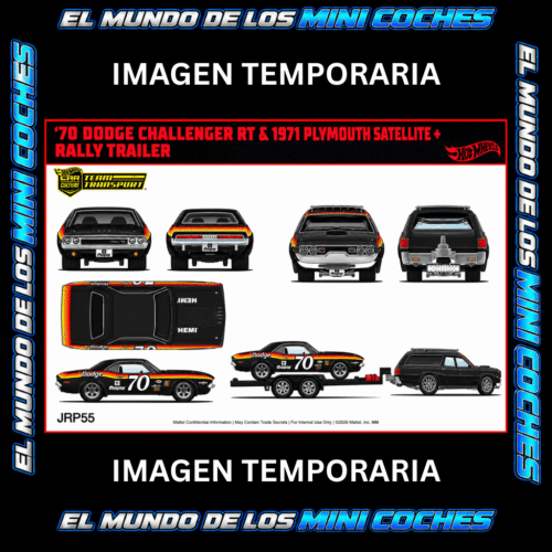 Hot Wheels - '70 Dodge Challenger R/T + 1971 Plymouth Satellite + Rally Trailer - Team Transport - 2027 Mix 2