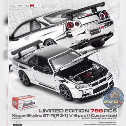 MotorHelix - Nissan Skyline GT-R(R34) V-SPEC II Customized Electroplating Silver | 2026 CDX Exclusive