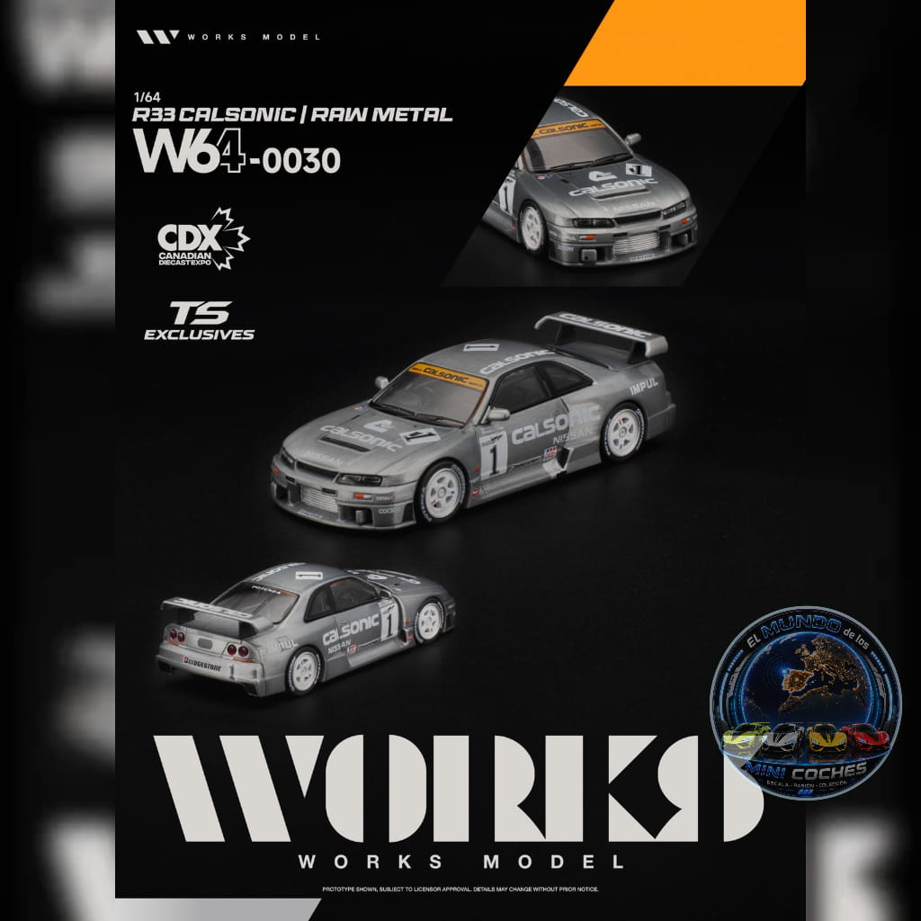 Works - R33 Calsonic Raw Metal (W64-0030) | 2026 Canadian Diecast Expo